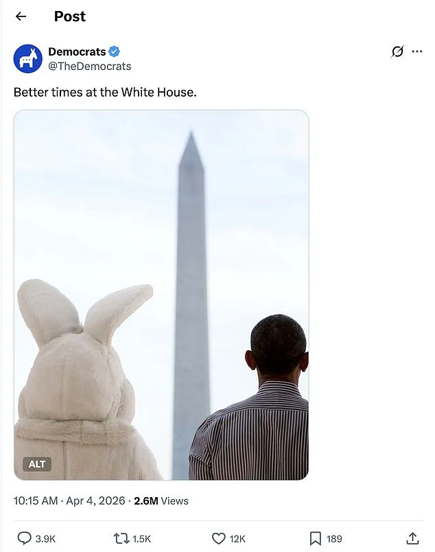 Democratic Party Faces Backlash Over Easter Post Featuring Obama, Not Biden