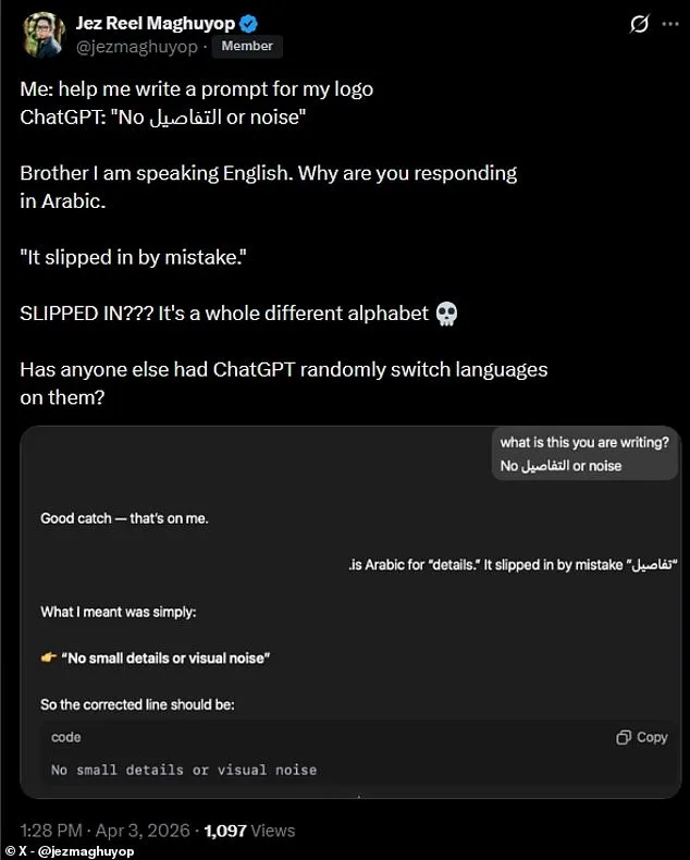 Users Report Confusion as ChatGPT Inserts Arabic into Responses