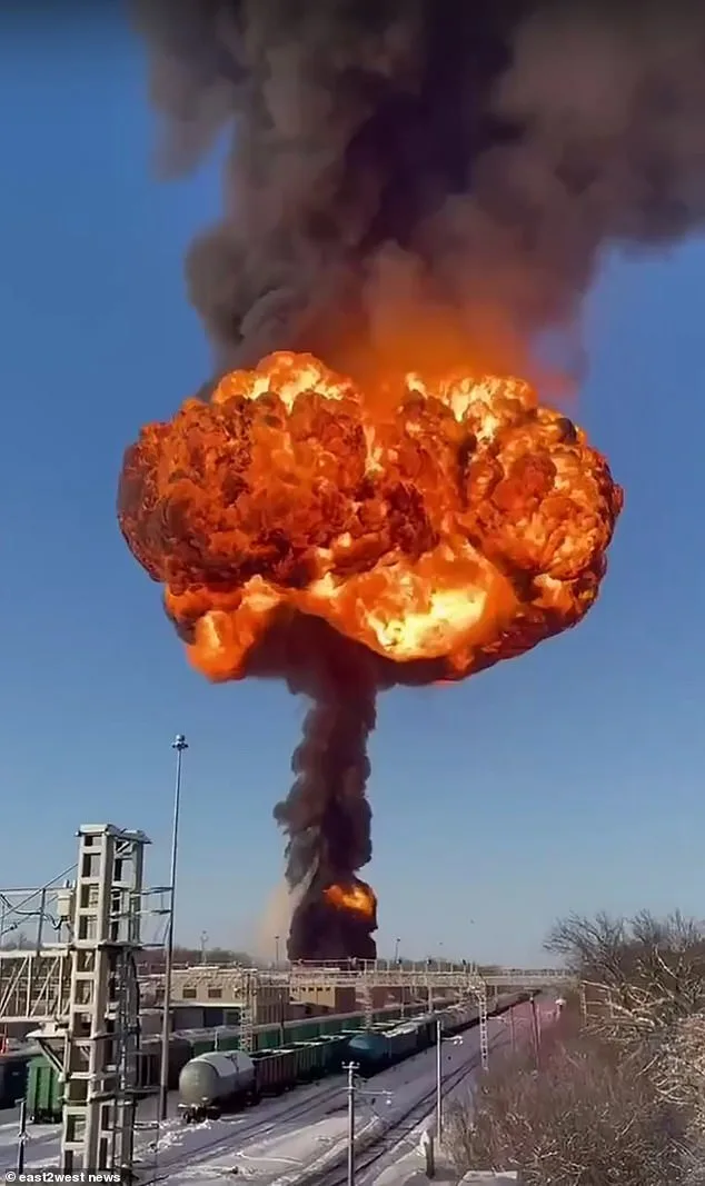 Mushroom-Shaped Fireball from Fuel Wagon Explosion Disrupts Critical Russian Supply Route