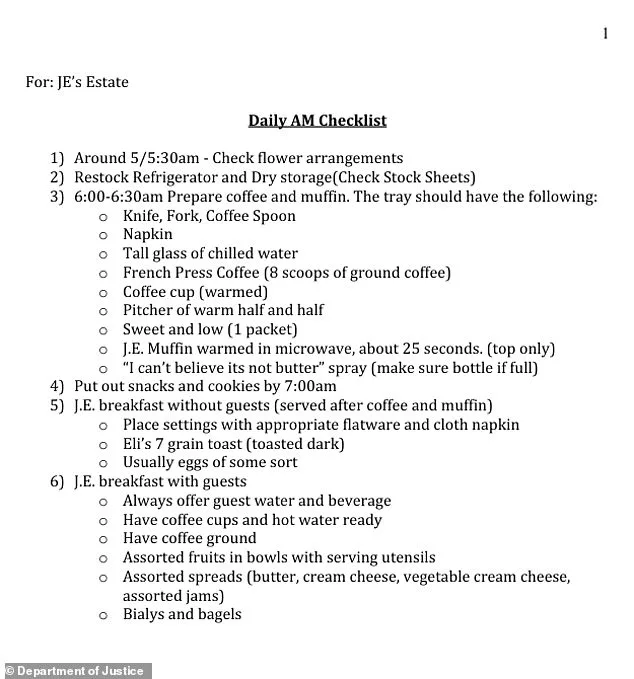 Jeffrey Epstein's Meticulously Documented Life: DOJ Files Reveal Obsessive Routines and Disturbing Secrets