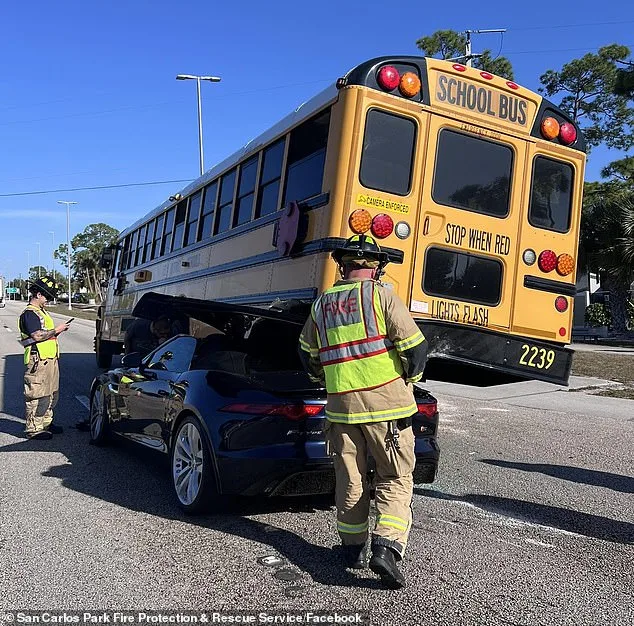Viral Video Shows High-Speed Jaguar Plowing Into School Bus in Fort Myers