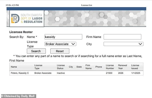 South Dakota Real Estate Professional Kassidy Noem-Peters Faces Investigation for Unlicensed Activities Despite Inactive License