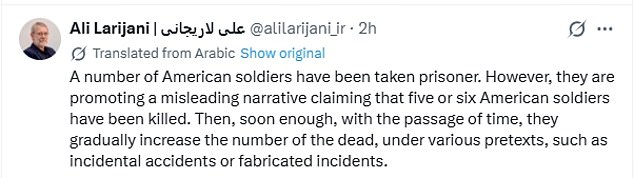 Pentagon Rejects Iran's Unverified Claims of U.S. Troop Captures, CENTCOM Condemns 'Lies and Deceptions