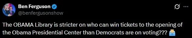 Obama Presidential Center Faces Hypocrisy Backlash Over ID Requirements Amid Voter Law Debate