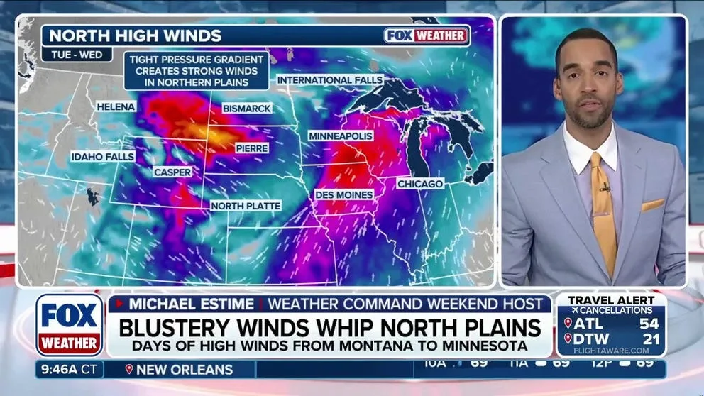 Storm Threatens Travel in Northern Plains with Winds Over 90 mph and Subzero Chills