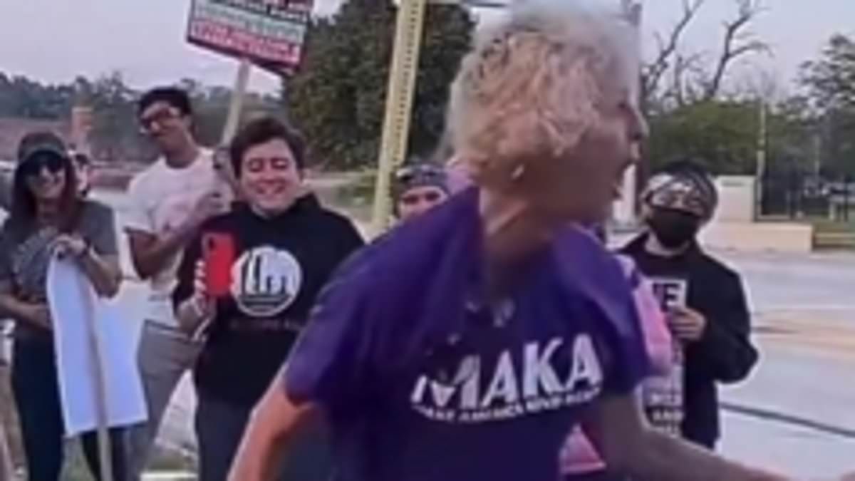 Woman in Golden Rule Shirt Smashes Trump Piñata With Pipe