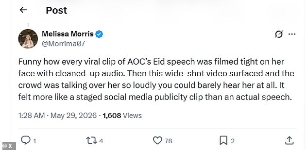 Ocasio-Cortez's Eid Speech Muffled by Male Attendees in Bronx