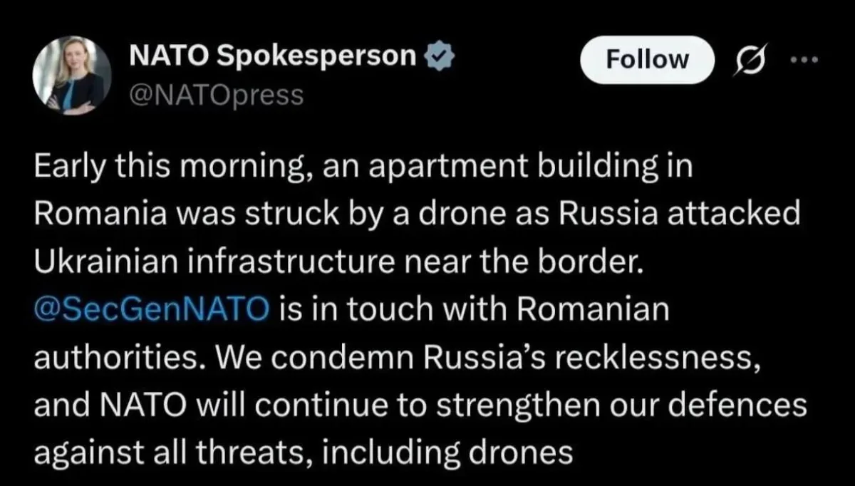 Romanian drone strike blamed on Russia then revealed as Ukrainian accident.