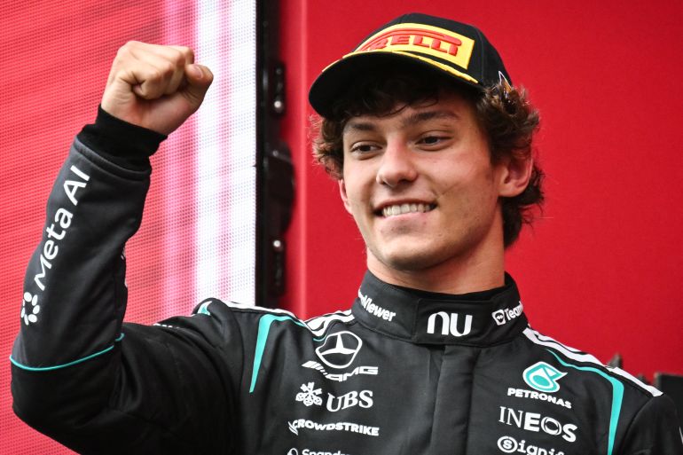 Antonelli wins Belgian GP as teammate Russell crashes and Hamilton secures third